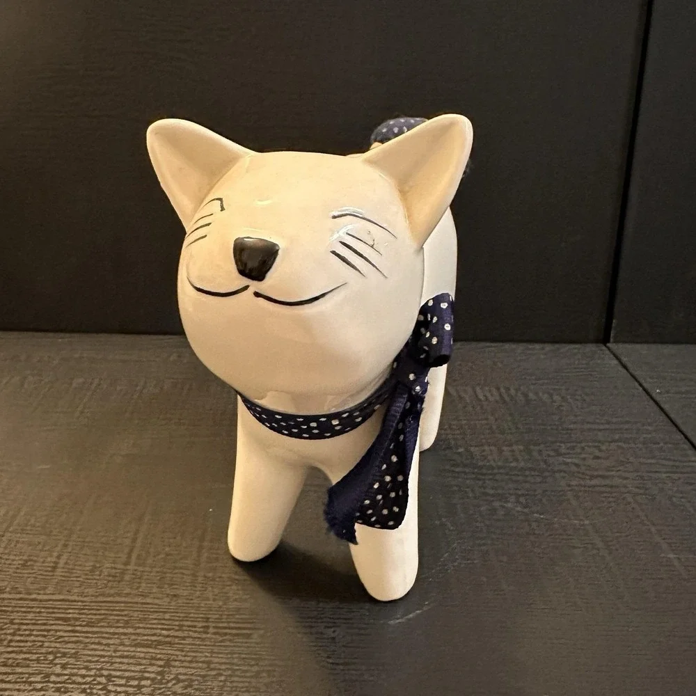 Vtg.1987 Designed Giftware,‎ Enesco Cat, Happy smiling cat Taiwan 9